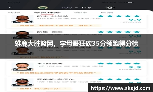 雄鹿大胜篮网，字母哥狂砍35分领跑得分榜